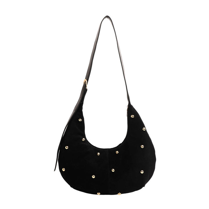 Texturiertes Wildleder Hobo Bag mit dekorativen Nieten Karnz