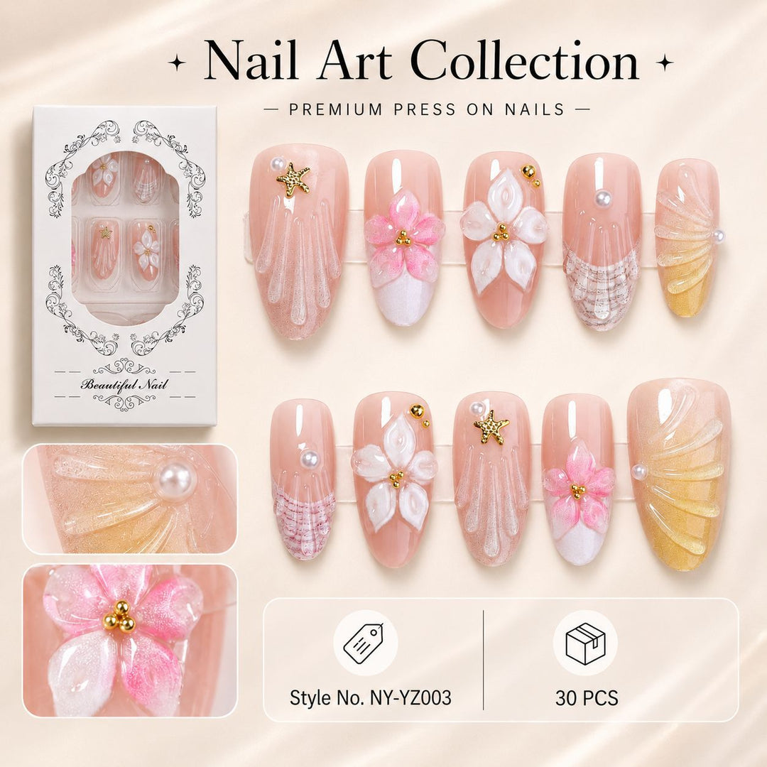 Premium Kunstnägel mit floralen Motiven Karnz