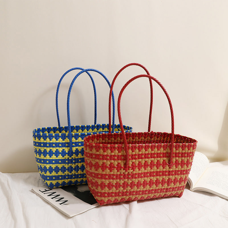 Damen Korbtasche mit farbenfrohem Flechtdesign Karnz