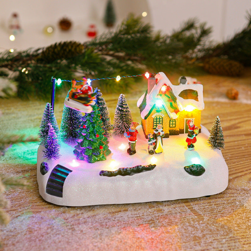 Einkaufszentrum Weihnachtsdorf mit Leuchtenden Figuren Karnz