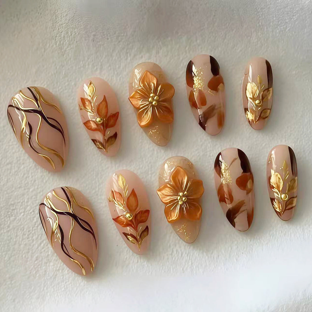 Florale Eleganz Press-On Nagel Set