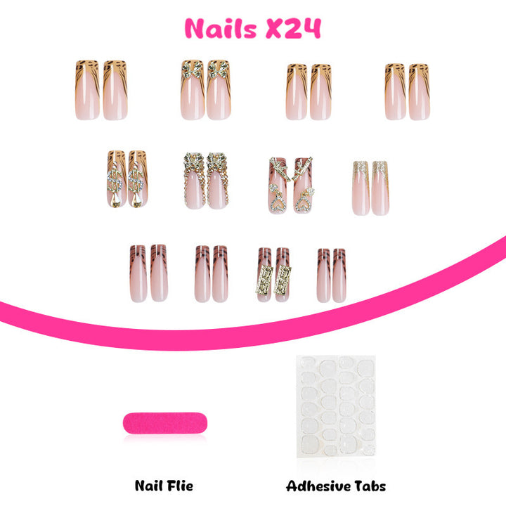 Kunstnagelset mit elegantem Dekor und Glitzer Karnz