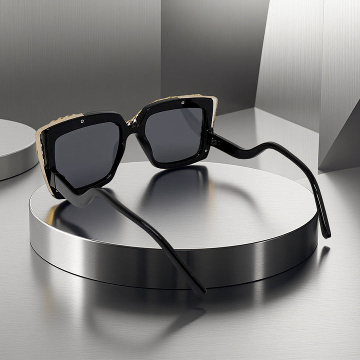 Damen modische oversized Sonnenbrille mit Kettenrahmen Karnz