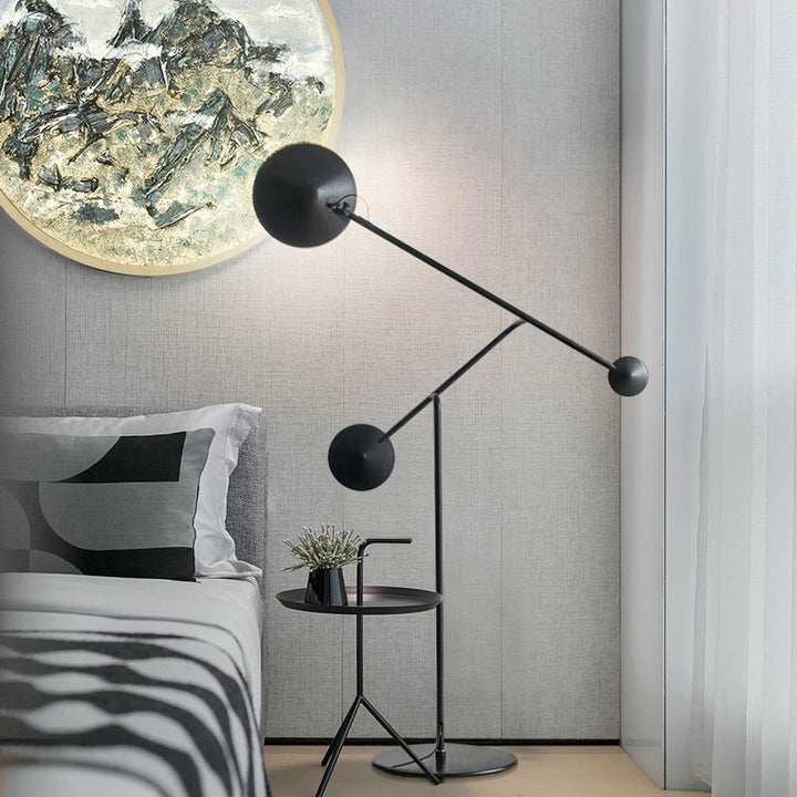 Moderne verstellbare Bogenstehlampe mit dualen Kugeln