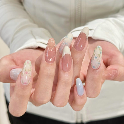 Blumenmuster Nail Art Presse-auf Set