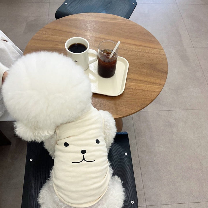 Kleine Hund Baumwolle ärmelloses Tanktop mit minimalistischem Gesichtsdruck