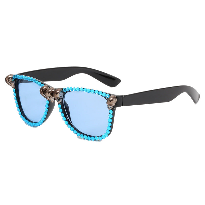 Damen extravagante Sonnenbrille mit Kristallverzierungen Karnz