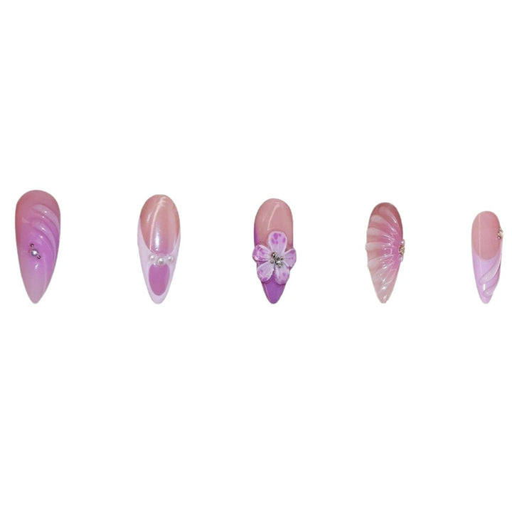 3D Dekorative Florale Press-On Nagelverlängerungen Karnz