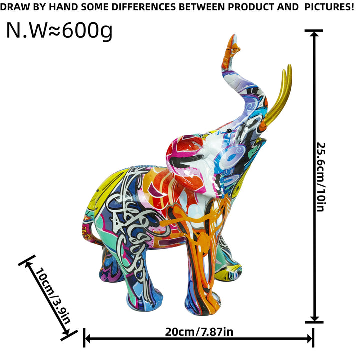 Kunstvolle Elefantenfigur mit buntem Design Karnz