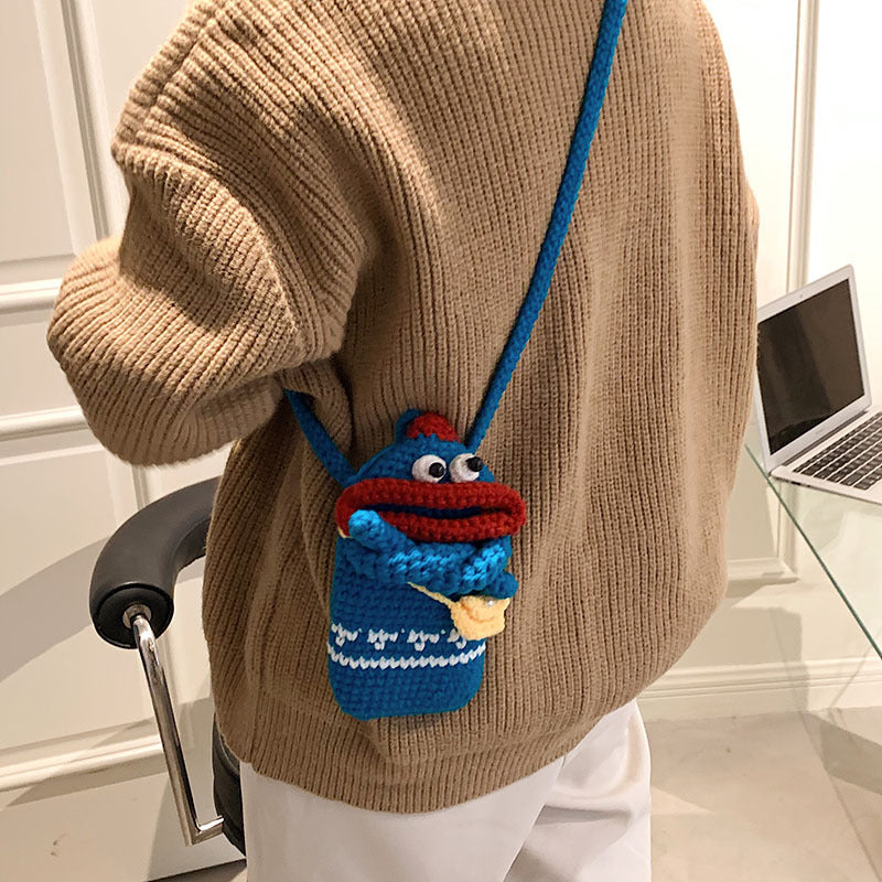 Fun Charakter Häkel Crossbody Bag