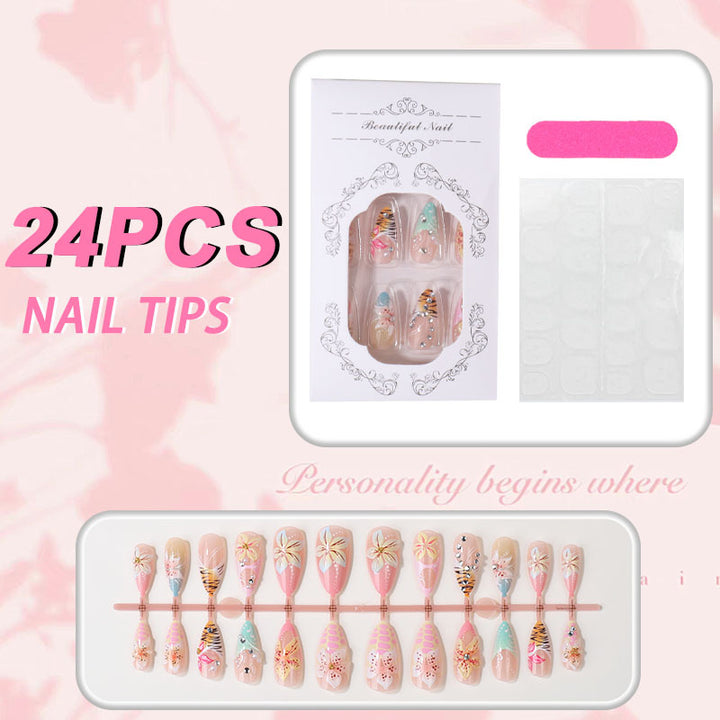 Tropisches Floral Press-On Nagelset Karnz