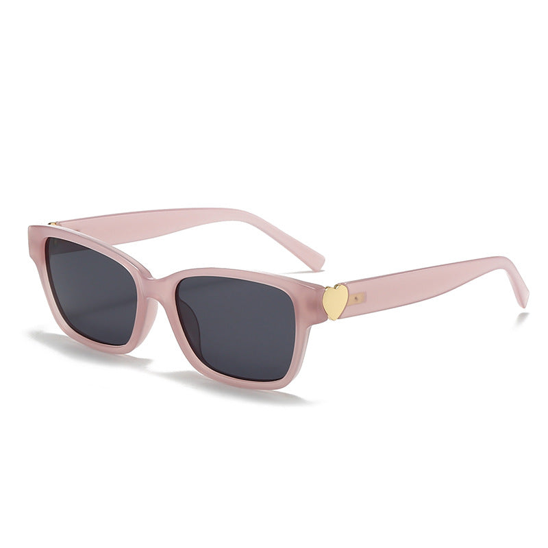 Damen modische quadratische Sonnenbrille mit Herz-Akzenten Karnz