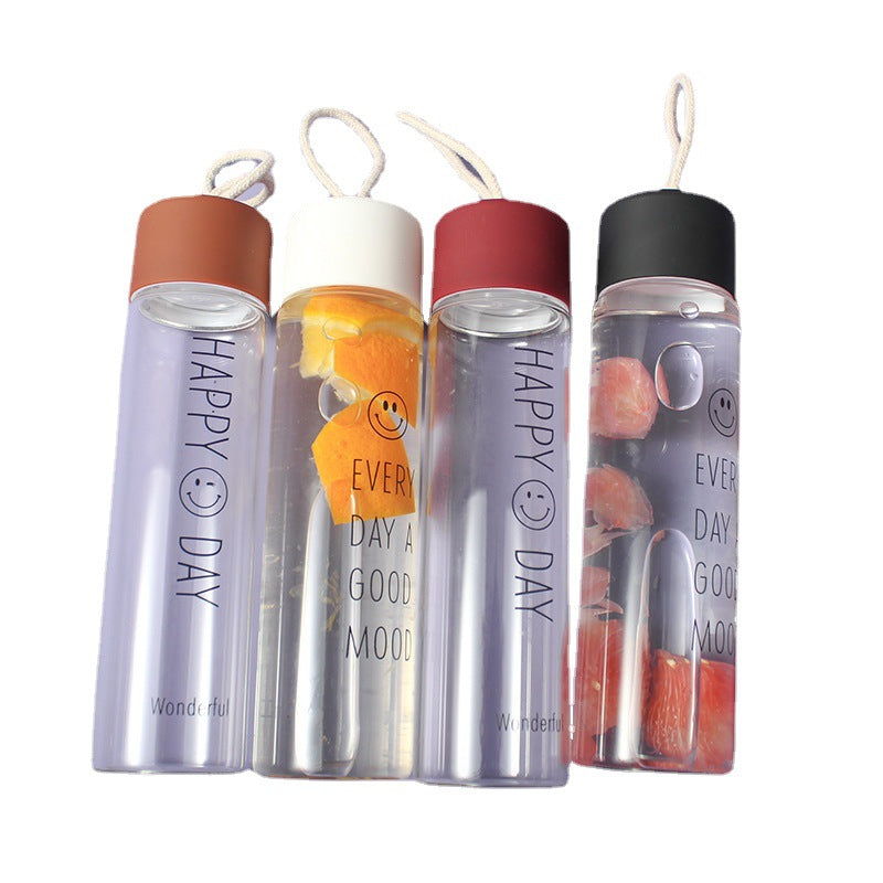 Damen Hochwertige Glas Trinkflasche mit Karabiner Karnz
