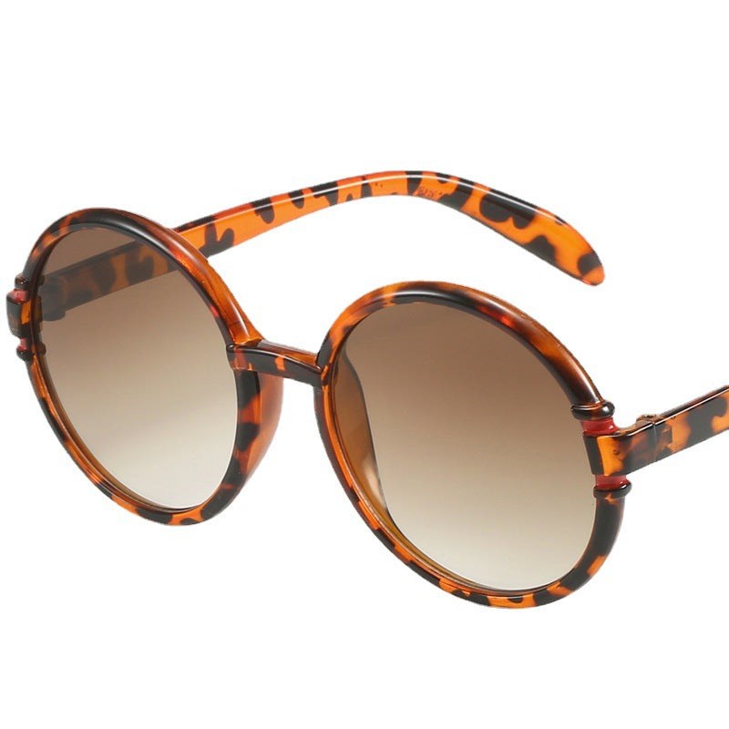 Damen runde Sonnenbrille im trendigen Leopardenmuster mit UV-Schutz Karnz