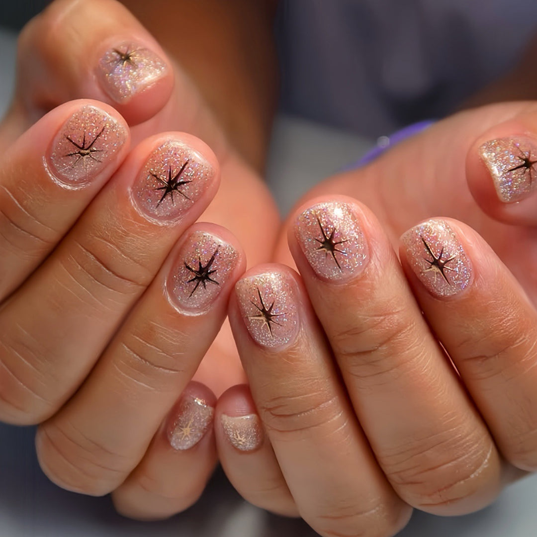 Glamouröse Glitter Press-On Nagelverlängerungen Karnz