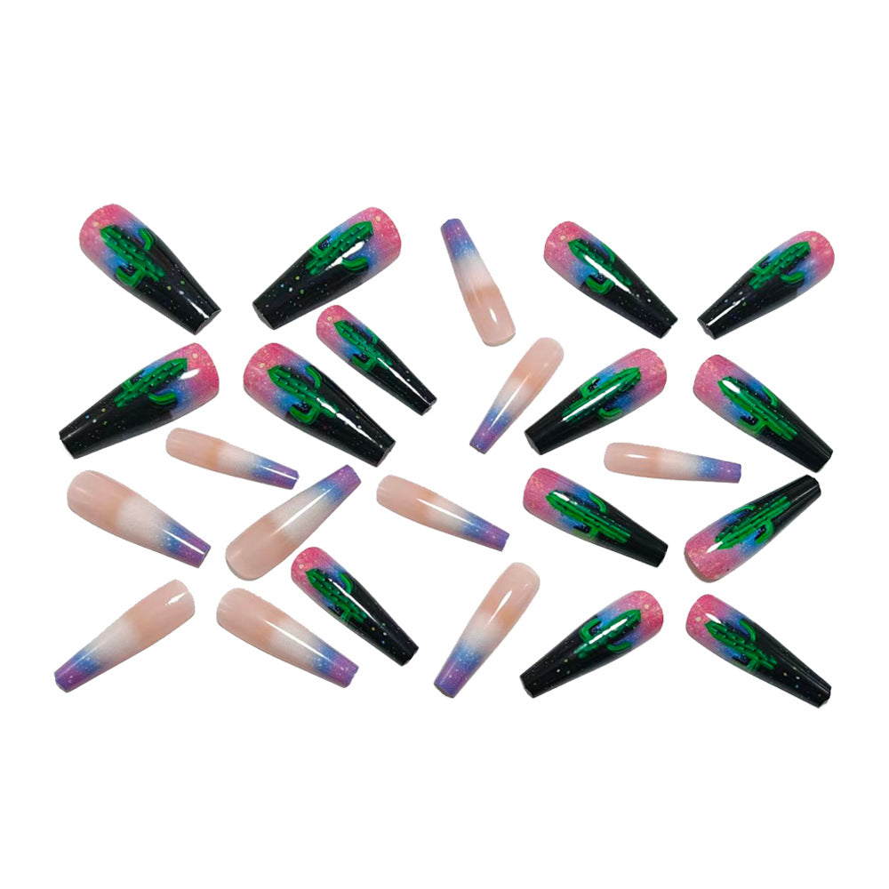 Kreative Nagelkunst mit Kaktusdesign Karnz