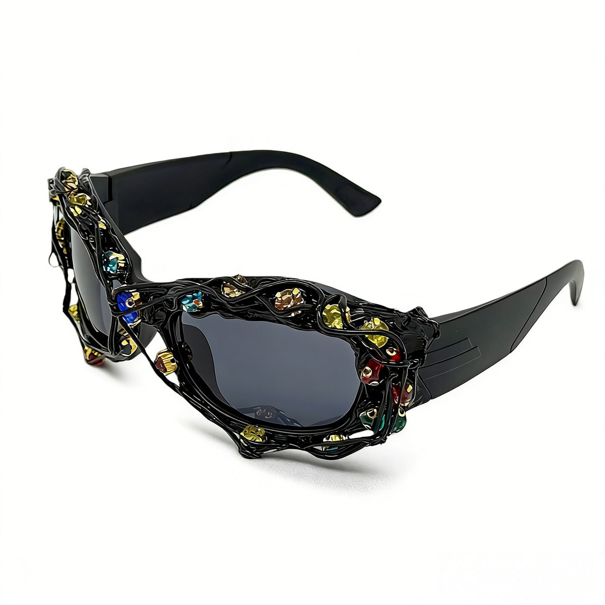 Damen auffällige Designer-Sonnenbrille mit Strass-Applikationen Karnz