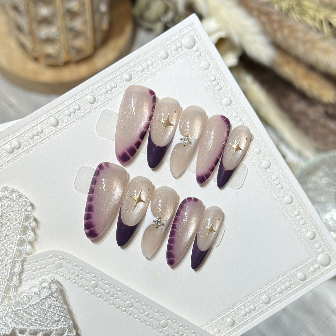 Elegantes Press-On-Nagelkunstset mit Kristalldetails Karnz