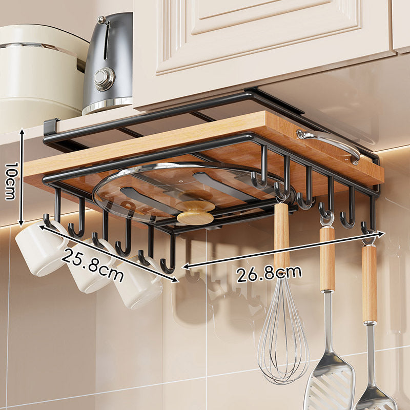 Unter-Küchenschrank Bambusregal mit Multi-Haken Becher, Deckel und Utensilien Organizer