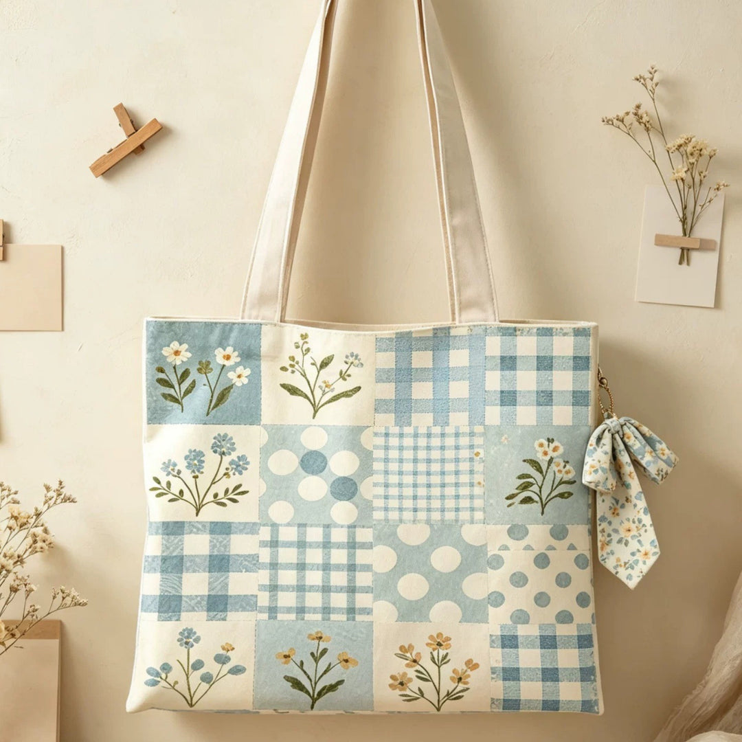 Blumen-Patchwork-Canvas-Tasche