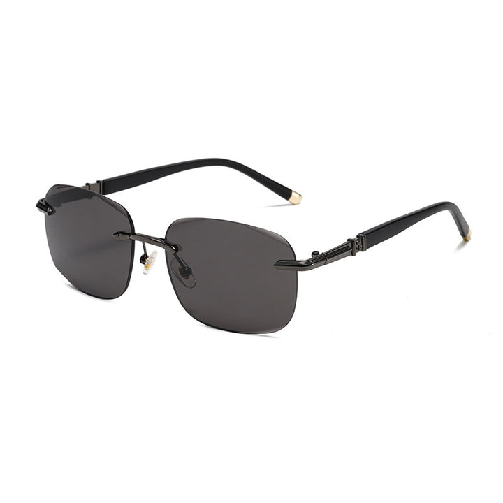 Damen futuristische Sonnenbrille mit filigranem Metallic-Rahmen Karnz