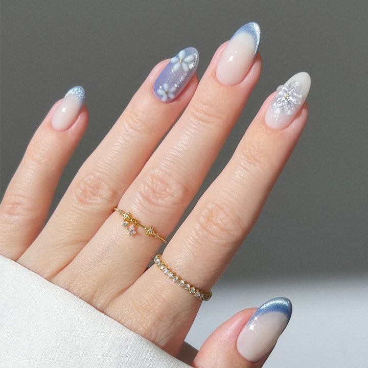 Künstlerische Blumen Design Press-On Nagelspitzen Karnz