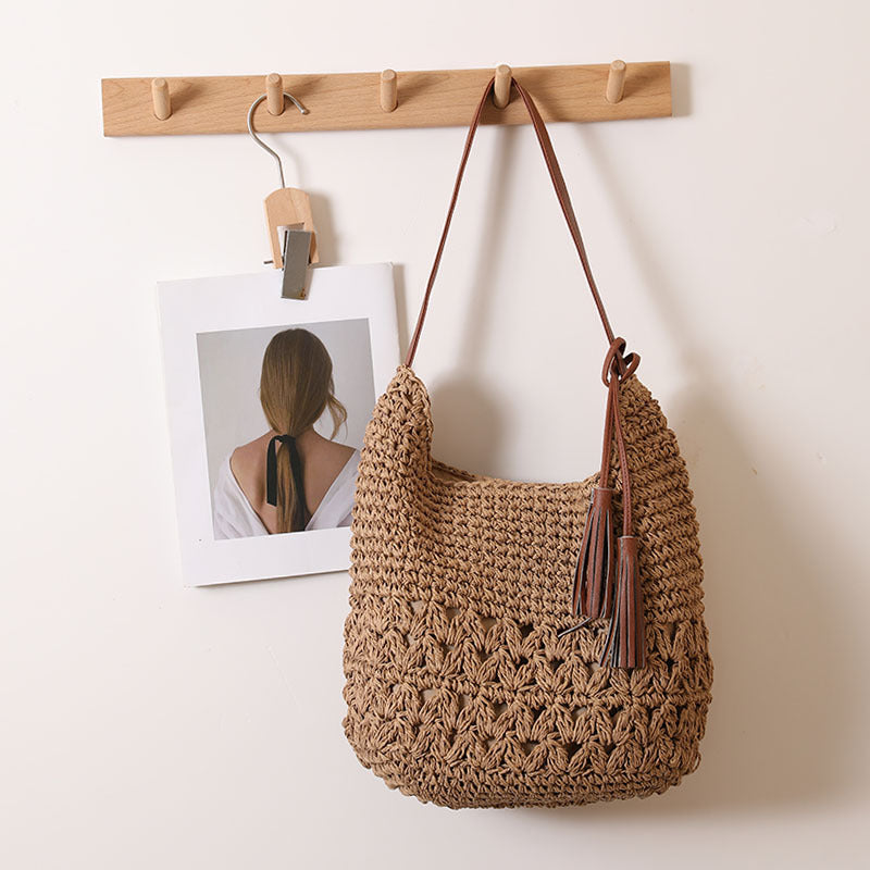 Damen Stilvolle Henkeltasche aus nachhaltigem Bastmaterial Karnz