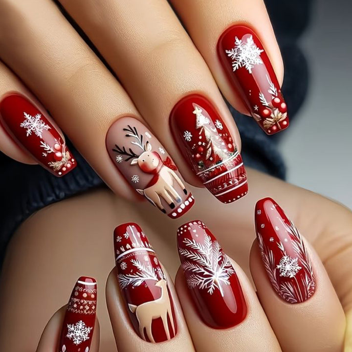 Festive 3D Rentier Nagelkunst Verlängerungen Karnz 1789713556