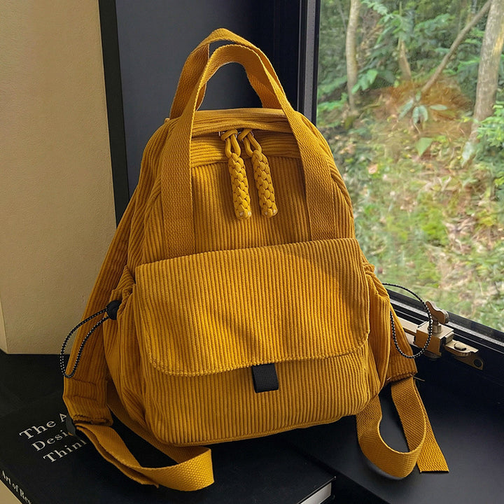 Cord-Rucksack mit Mehreren Fächern und Verstärktem Boden Karnz