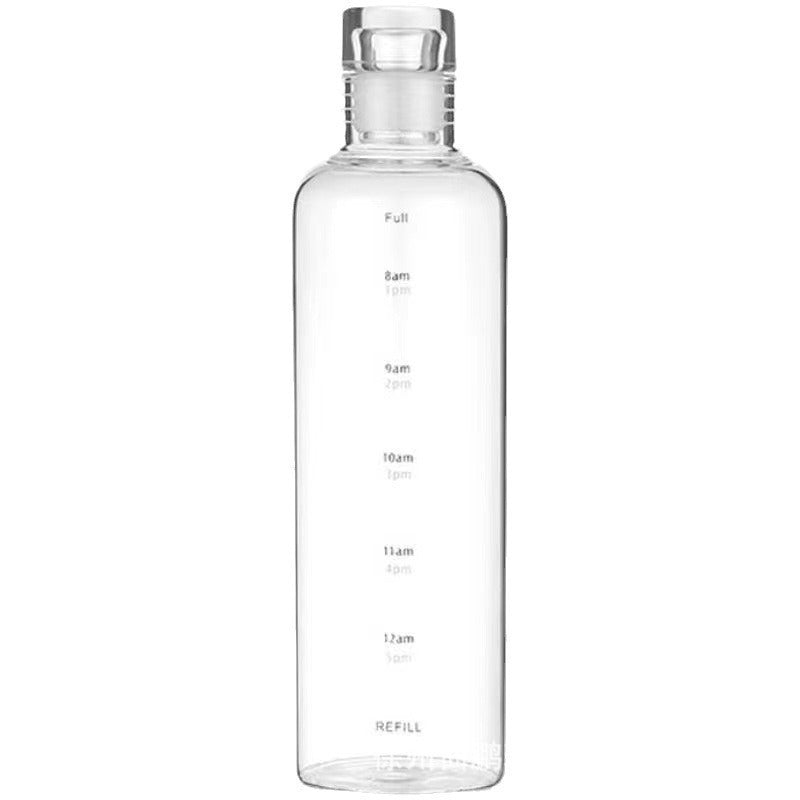Damen transparente Motiv-Trinkflasche mit Zeitmarkierungen Karnz