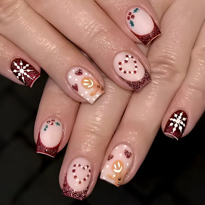 Dekorative Ferien-Press-On-Nagelkunst Karnz