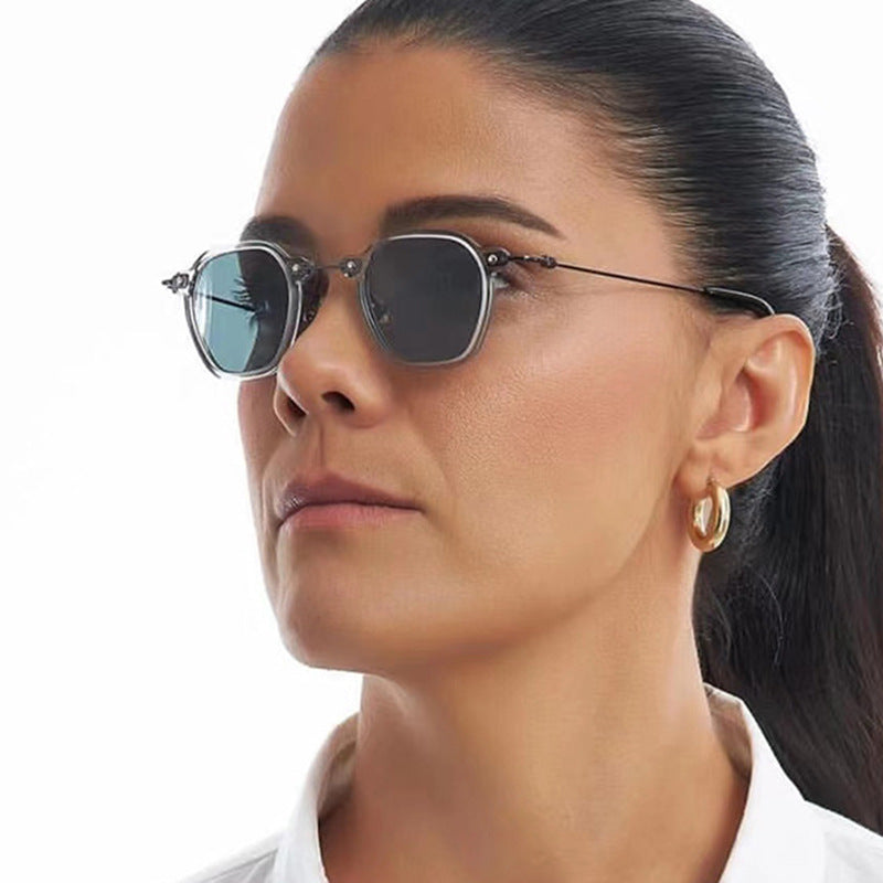 Damen stilvolle Sonnenbrille mit einzigartiger sechseckiger Form und robustem Rahmen Karnz