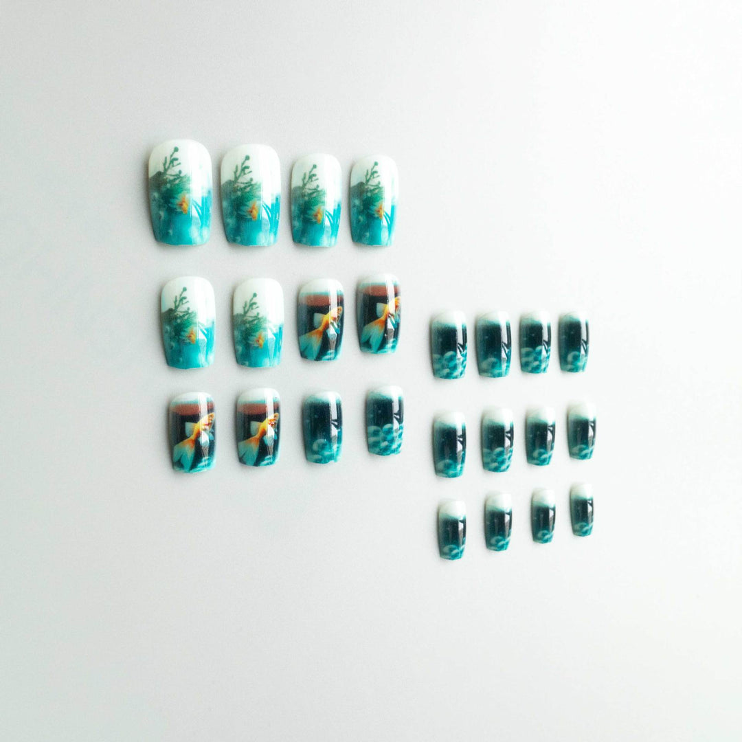 Künstlerisches 3D Aquarium Nagelkunstset