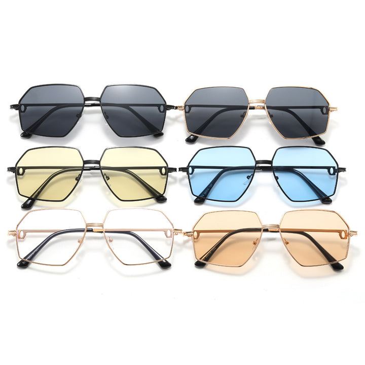 Damen Stylish geometrische Sonnenbrille mit edlem Metallrahmen Karnz