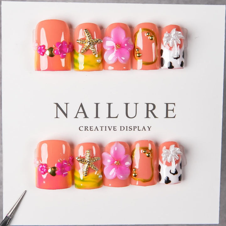 Blumen-Dekoration Press-On Nagelset