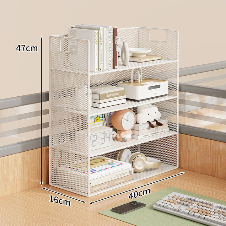 Mesh Desktop Open-Shelf Organizer mit integrierten Griffen und Trennwänden