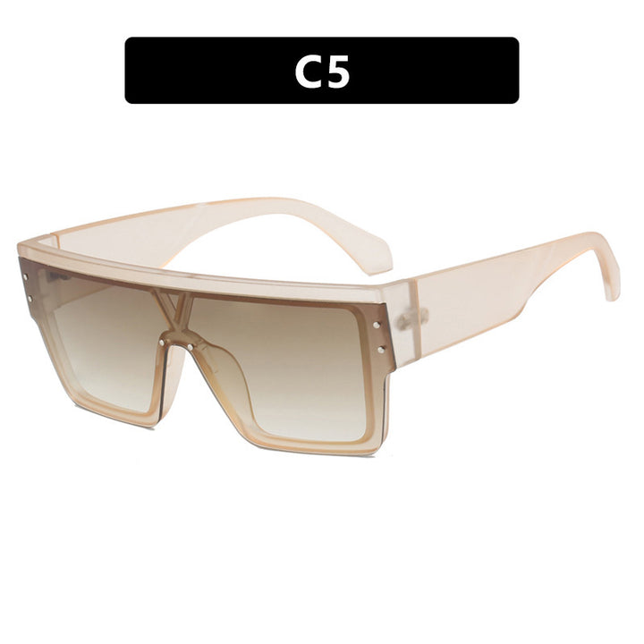Damen futuristische Oversized-Sonnenbrille mit klaren Gläsern Karnz