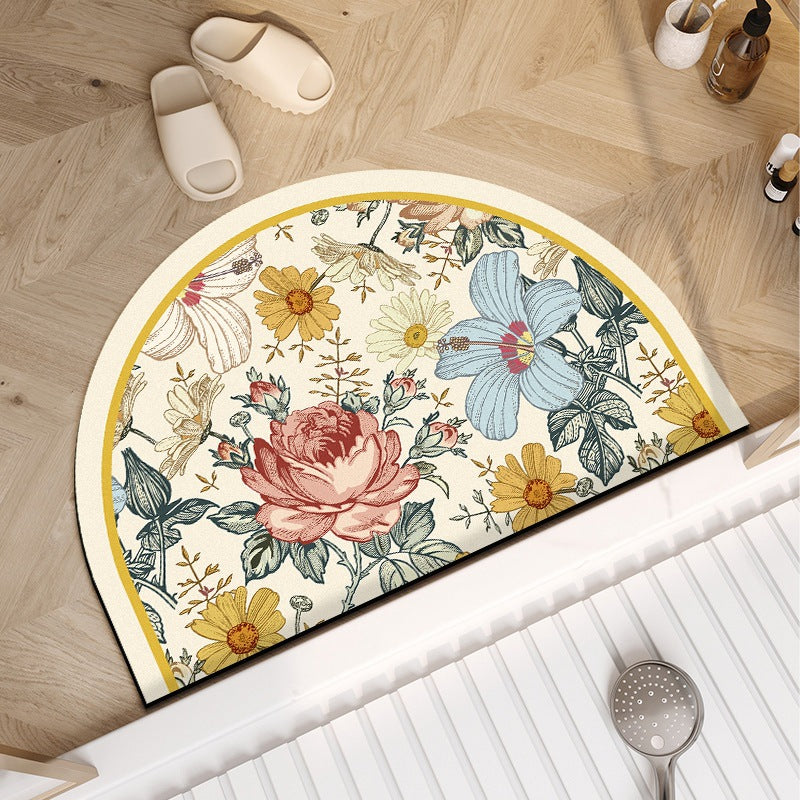 Vintage-inspirierten floral Halbmond-Badmatte