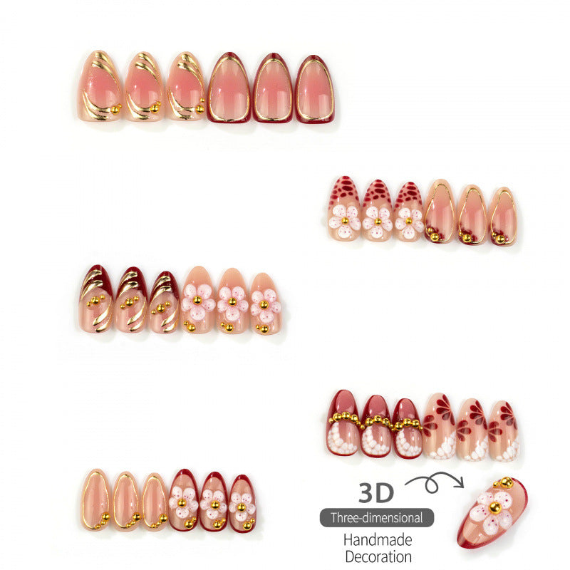 Elegantes dekoratives Blumen-Press-On-Nail-Set