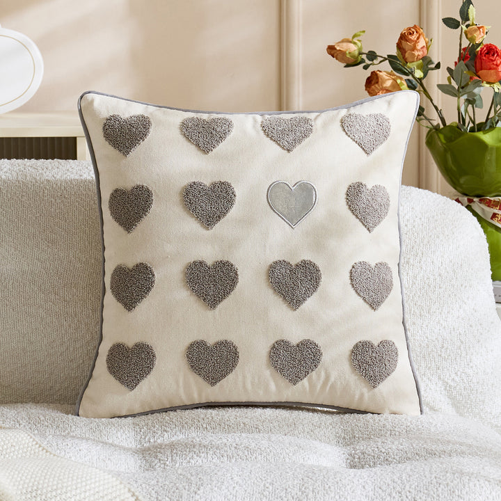 Bestickte Script Love Kissenbezug mit tufted Herz