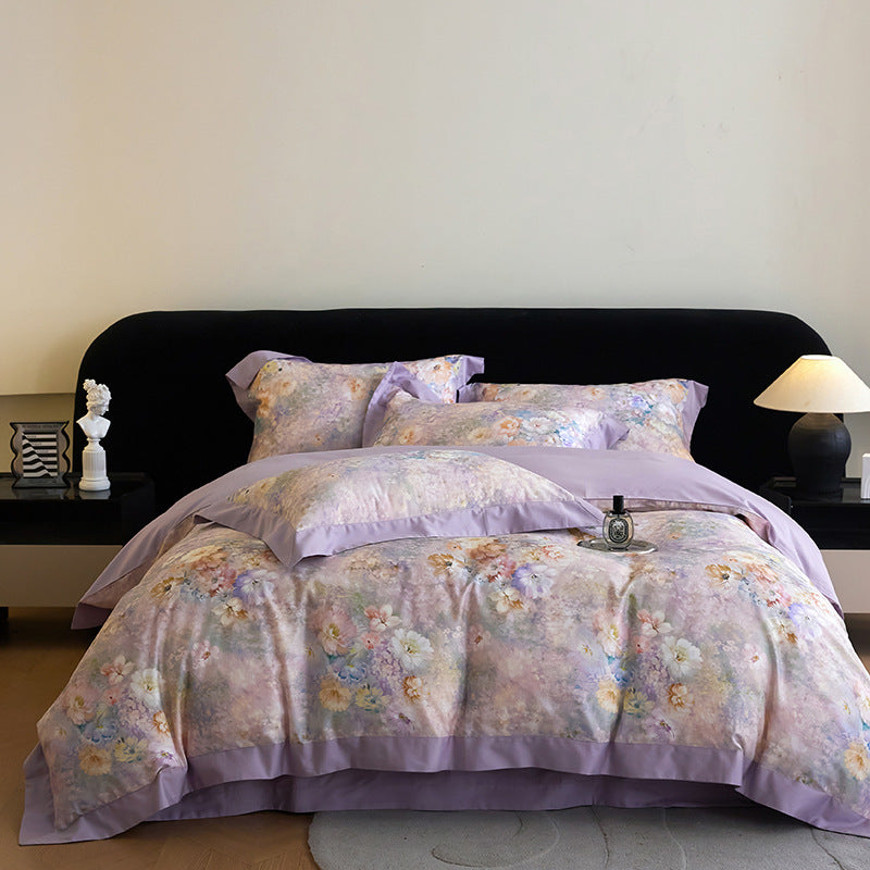 Luxuriöses Floral Baumwollsatin Bettbezugset