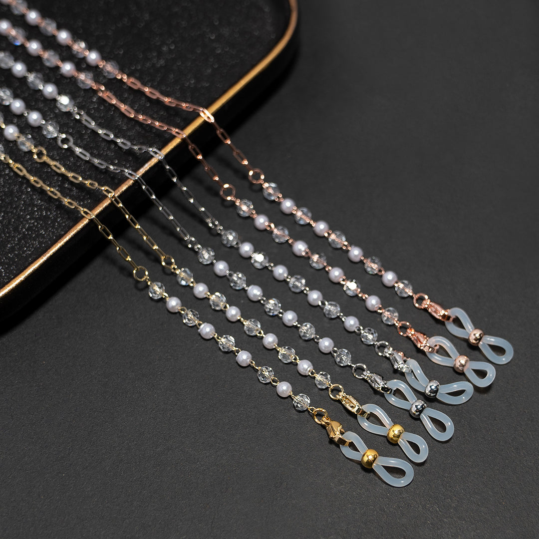 Kristall- und Perlen-Beaded Eyewear Kette Karnz