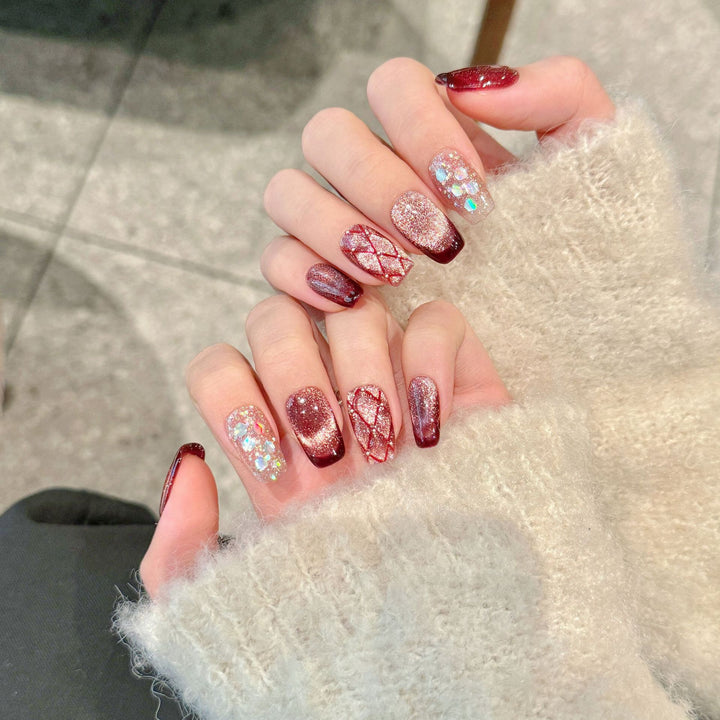 Künstlerischer Glitzer Ombre Press-On Nagelset