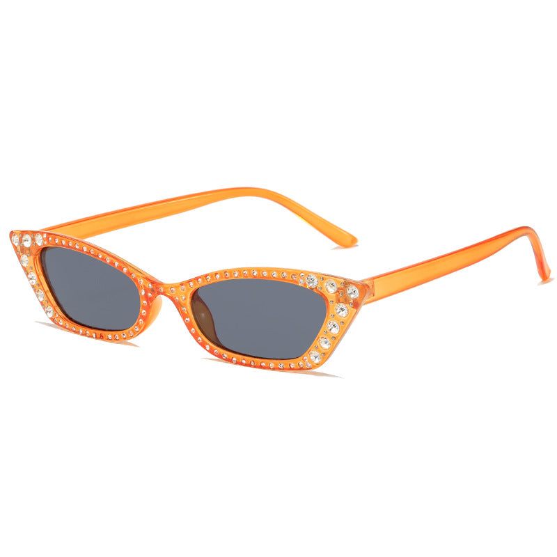 Damen extravagante Cat-Eye Sonnenbrille mit Kristallverzierung Karnz