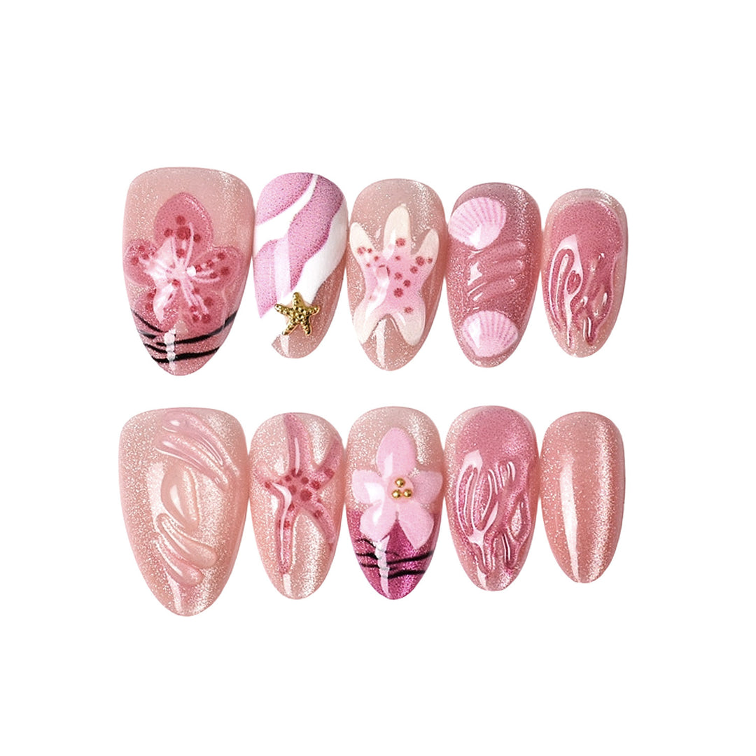 Künstlerisches Floral Design Press-On Nagelset Karnz 1787225204