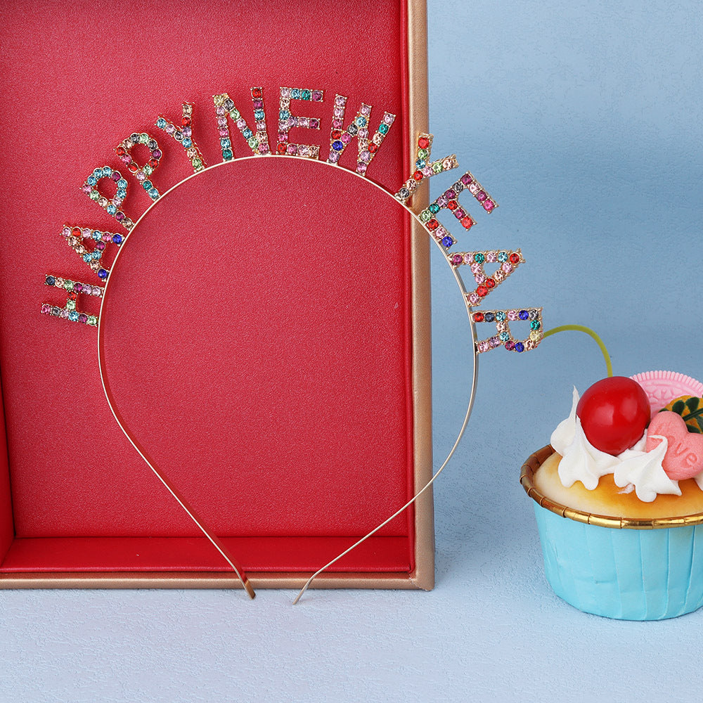 Damen Glitzernder Haarreif mit "Happy New Year"-Aufschrift Karnz