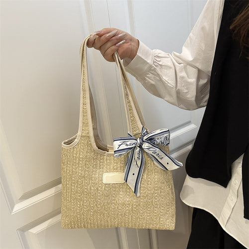 Texturierte Gewebe-Tote-Tasche mit elegantem Schleifen-Karnz