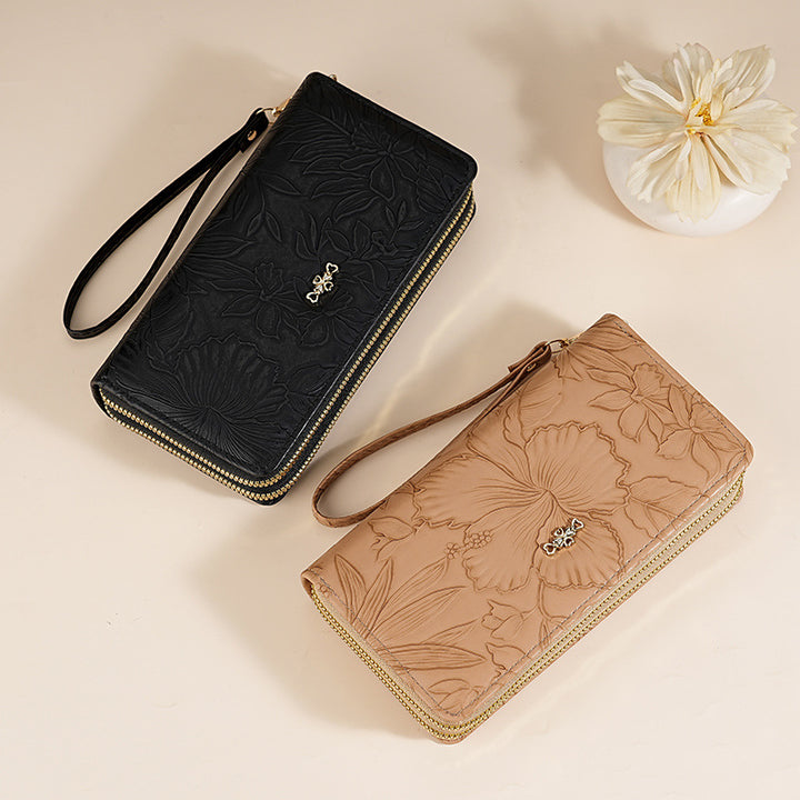 Prägte Leder Handgelenktasche Geldbörse