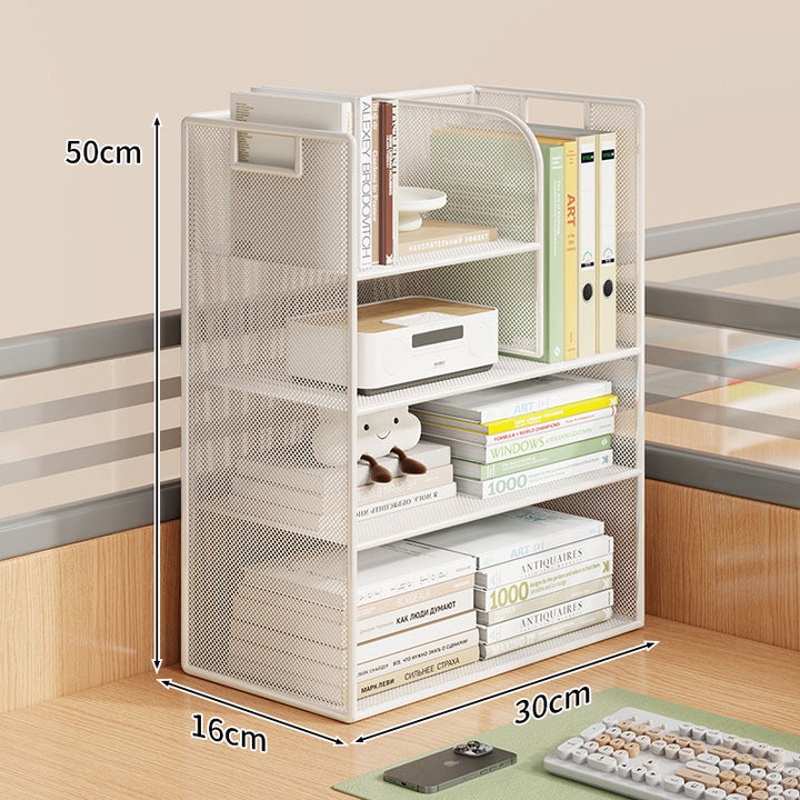Mesh Desktop Open-Shelf Organizer mit integrierten Griffen und Trennwänden