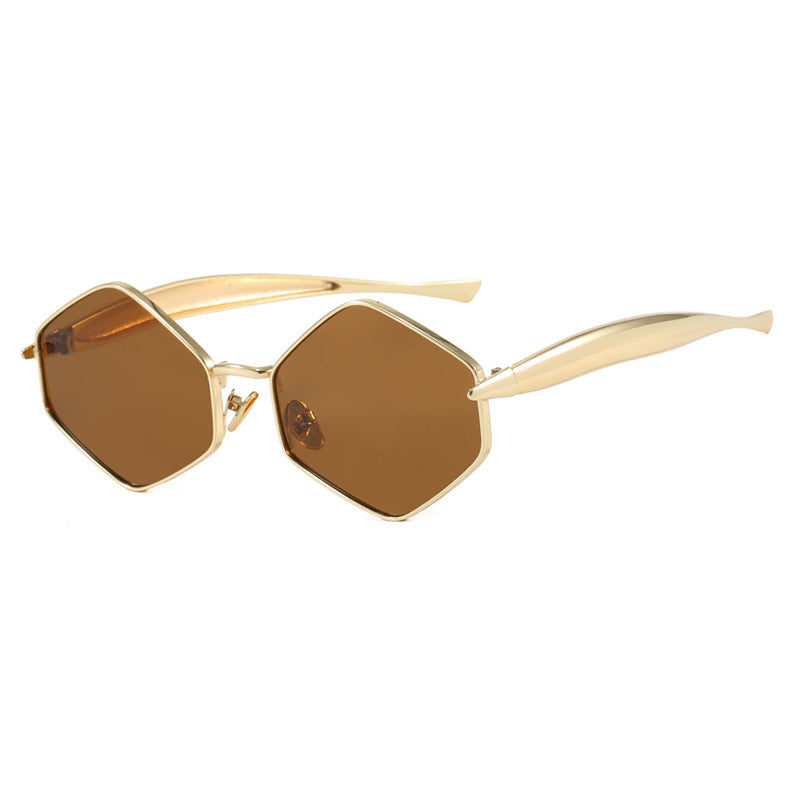 Damen hexagonale Sonnenbrille mit elegantem Metallrahmen und UV-Schutz Karnz